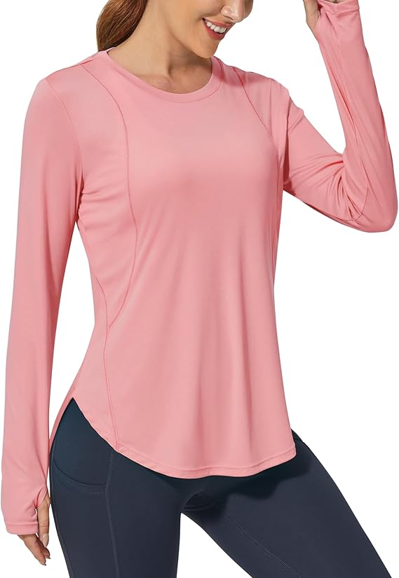 Women's Activewear Long Sleeve Tops Workout Shirts UPF 50+ Sun Fitness T-Shirt Lightweight Quick Dry Outdoor Running Hiking Tops