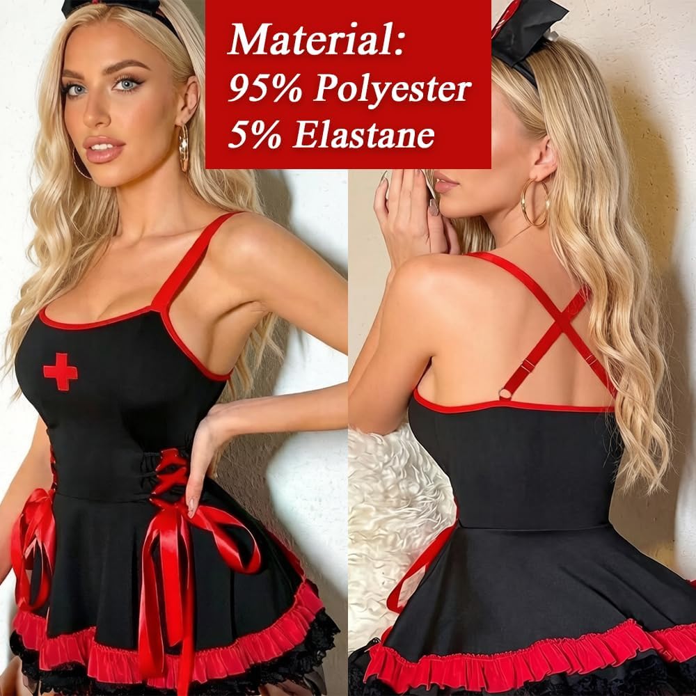 Black Nurse Costume Lingerie detail