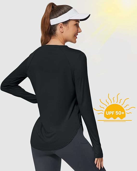 Women's Activewear Long Sleeve Tops Workout Shirts UPF 50+ Sun Fitness T-Shirt Lightweight Quick Dry Outdoor Running Hiking Tops