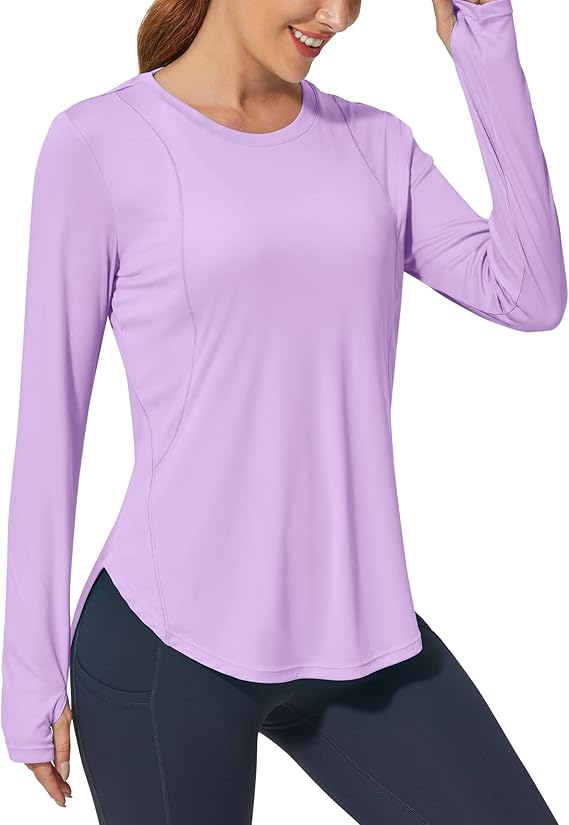 Women's Activewear Long Sleeve Tops Workout Shirts UPF 50+ Sun Fitness T-Shirt Lightweight Quick Dry Outdoor Running Hiking Tops