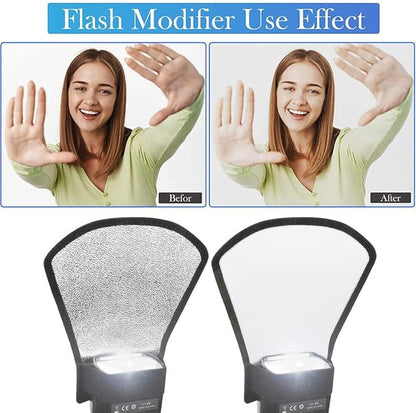 Flash Diffuser Softbox, Silver White Reflector, 2 in1 LightBoost, Soft Light & Detail Boost, Compatible with Canon, Nikon, Sony and others