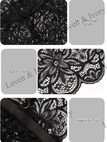 Laven & Ivory Lace Babydoll Nightwear for Women - Floral Lace