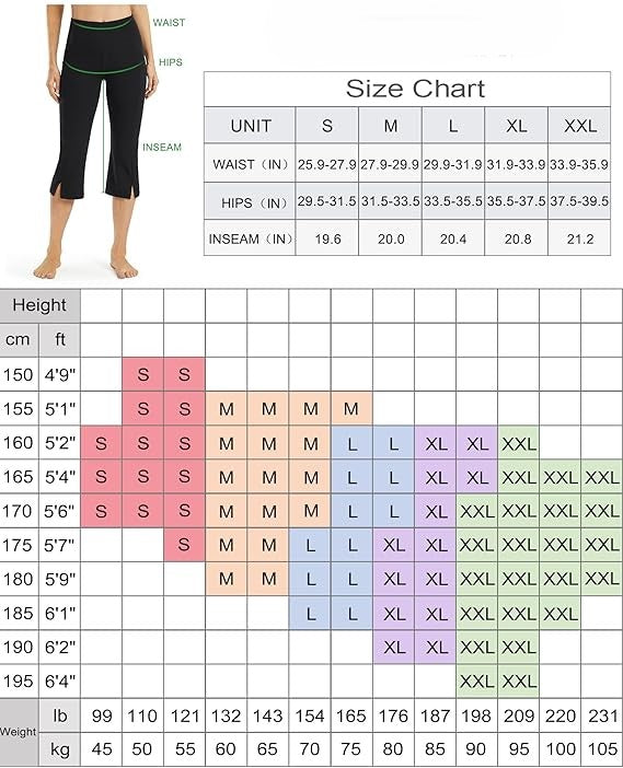 Yoga Capris for Women Bootcut Yoga Pants with Pockets High Waisted Front Split Crop Bootleg Workout Capri Leggings