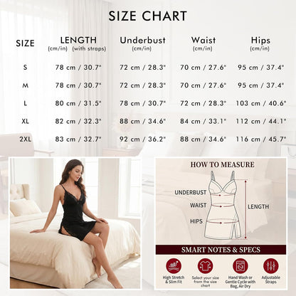 Lace Chemise 2-Pack size chart