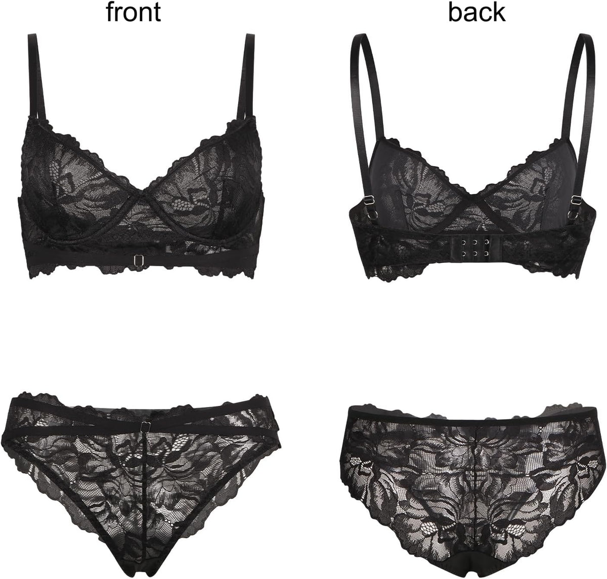 Black Lace Bra & Knickers Set detail