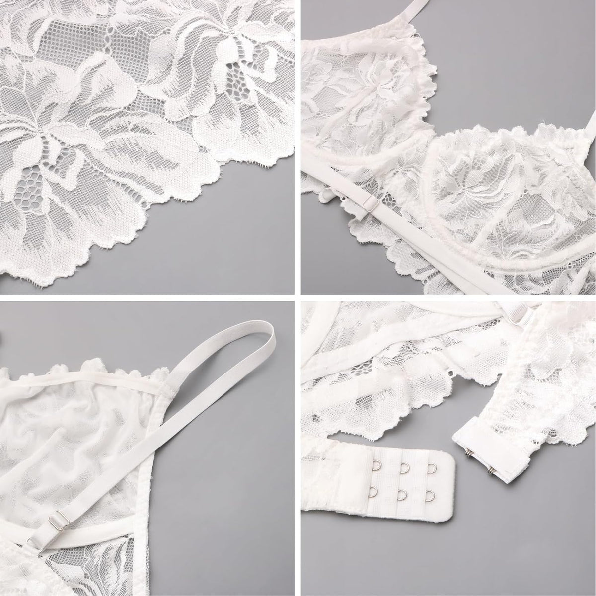 White Lace Bra & Knickers Set detail