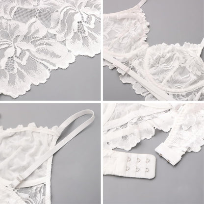 White Lace Bra & Knickers Set detail