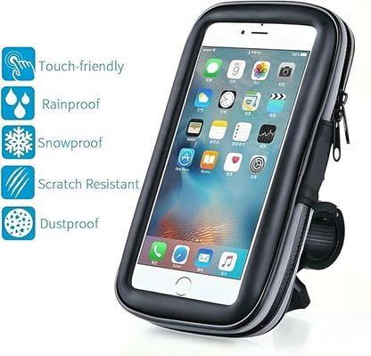 Bike-mounted waterproof phone holder with 360-degree rotation for easy navigation