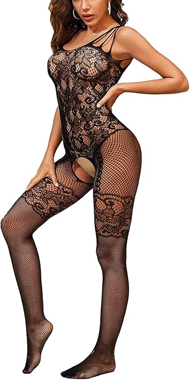 Women's Lace Mesh Lingerie Mini Dress Babydoll Fishnet Lingerie Tights Suspenders Striped Hollow-Out Lingerie Sexy Pack Hip Skirt Strapless