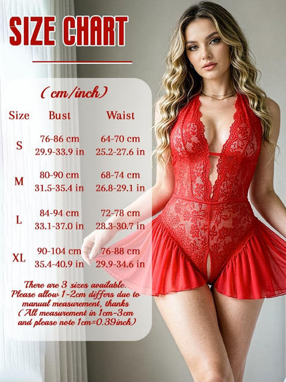 Floral Lace Teddy Bodysuit size chart