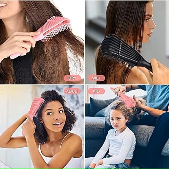 Detangling Hairbrush for Curly, Coily, Wavy, & Straight Hair | Wet & Dry Hair | Reduces Breakage & Knots