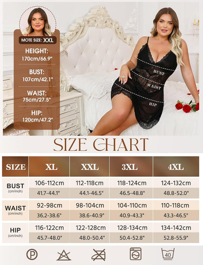 Black Plus Size Lace Babydoll detail