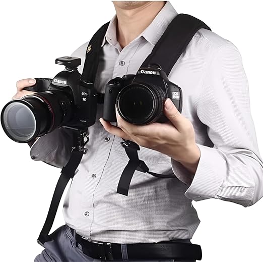 Dual camera shoulder strap harness