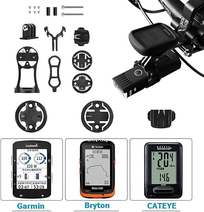 Premium Bike Stem GPS Mount, Compatible with Garmin, Bryton, Cateye & other GPS Devices, Extension Bracket Included