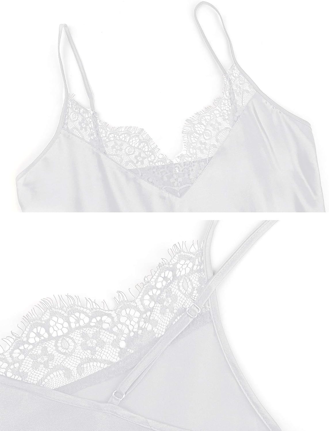 White Satin Chemise Nightdress detail