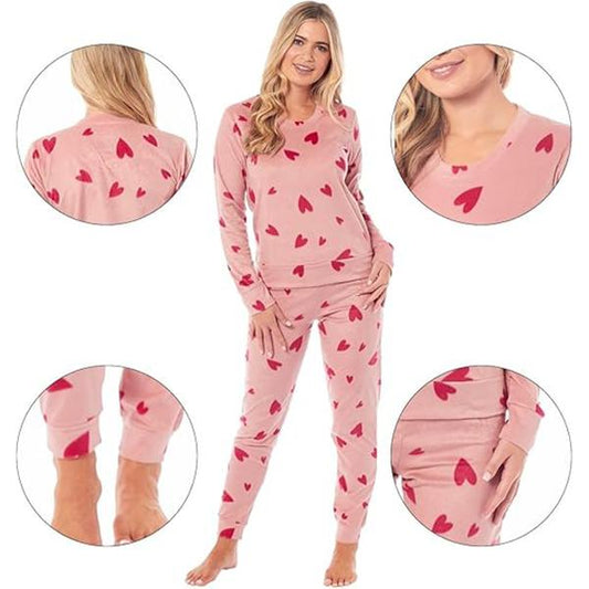 Womens valentines pyjamas Warm Fleece Pajamas for Women Sets Pjs S-XL | Soft Twosie Pajama Set for Ladies Gifts for Her