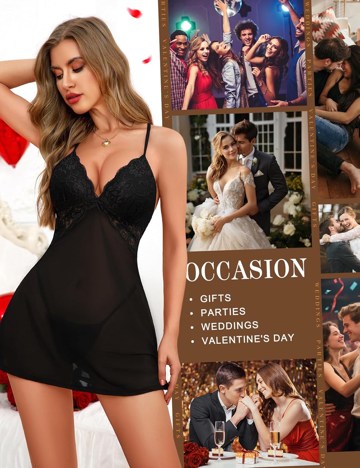 Sexy Lingerie for Women Sets Babydolls Nightwear Negligees Sleepwear Lace Mesh V Neck Chemises Night Dress Ladies Elegant  Loungewear