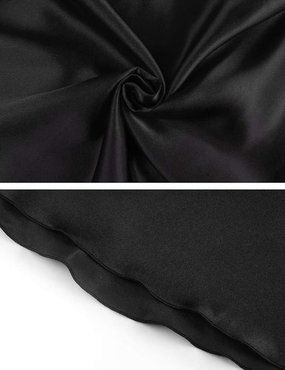 Black Satin Chemise Nightdress detail