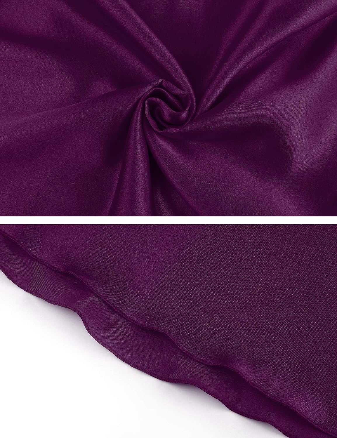 Deep Purple Satin Chemise Nightdress detail