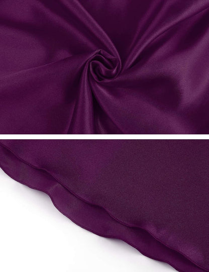 Deep Purple Satin Chemise Nightdress detail