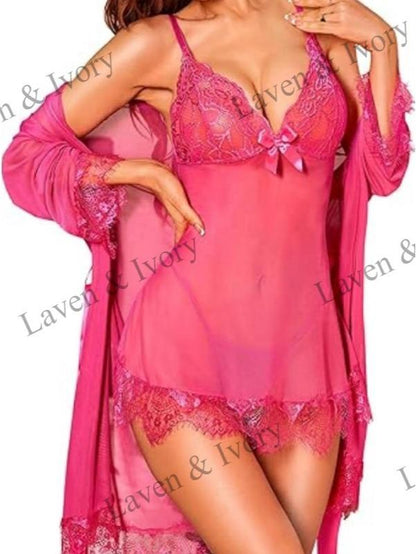Laven & Ivory Lace Babydoll Nightwear for Women