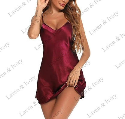Laven & Ivory Satin Chemise Nightdress for Women