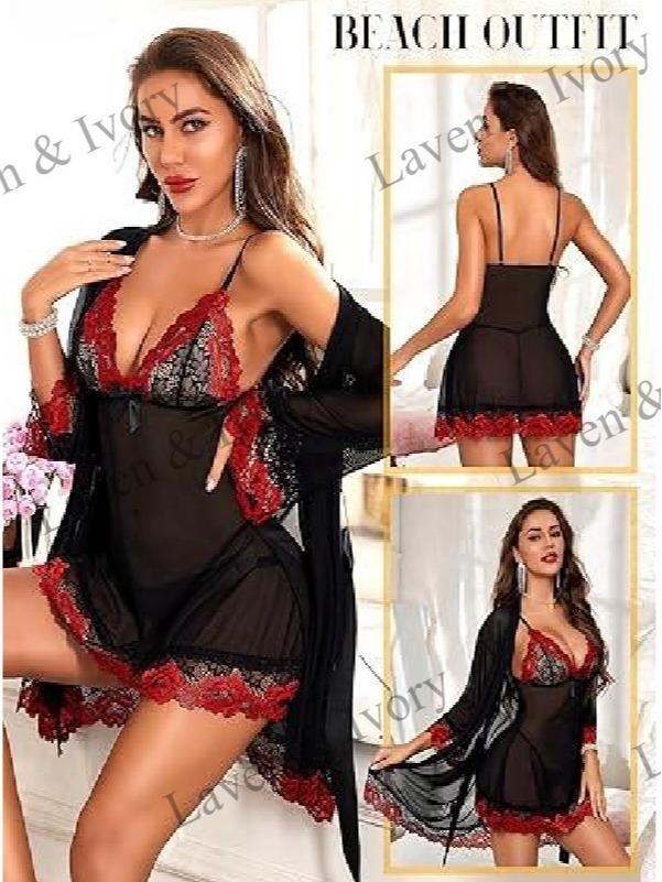 Laven & Ivory Lace Babydoll Nightwear for Women