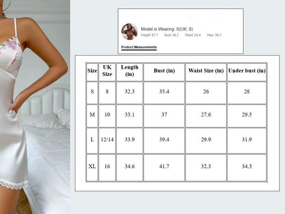 Laven & Ivory Floral Mesh Lace Babydoll Lingerie Slip Dress – Sexy Summer Camisole Nightwear