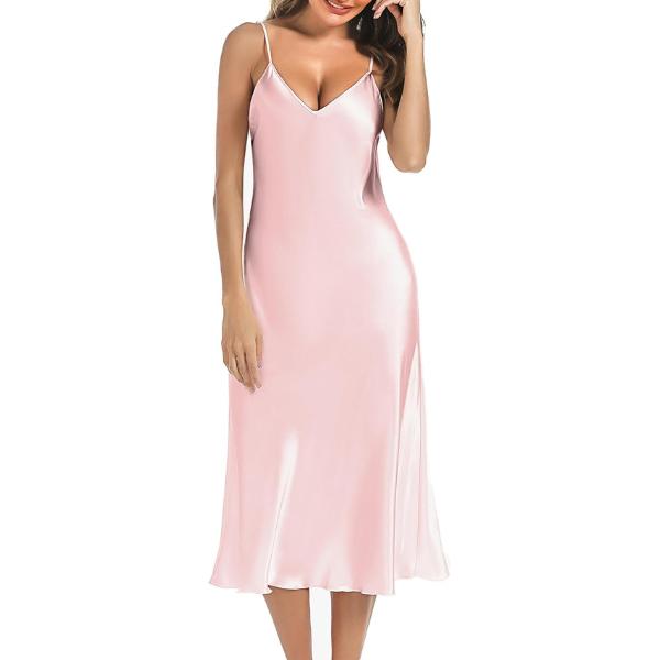 Laven & Ivory Satin Nightdress for Women UK Long Negligees Strap Chemise Nighties for Ladies V Neck Full Slips Sleepwear