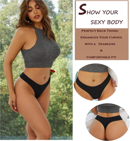 UK Underwear Women's Soft Cotton Thongs – 6 Pack, Breathable and Seamless Hipster Knickers, No VPL, Everyday Comfort