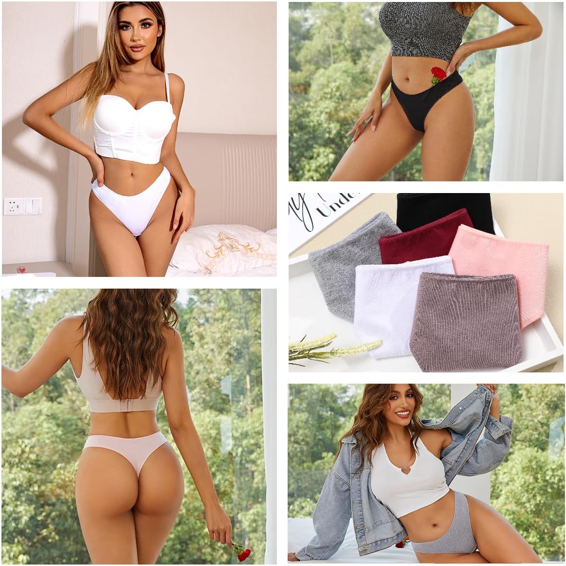 UK Underwear Women's Soft Cotton Thongs – 6 Pack, Breathable and Seamless Hipster Knickers, No VPL, Everyday Comfort