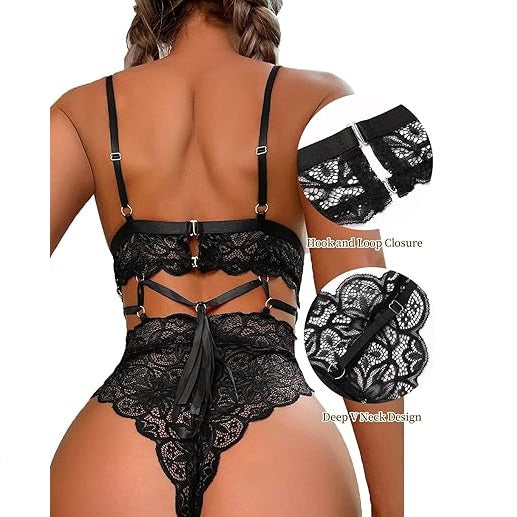 Black mesh lace babydoll – mesh detail