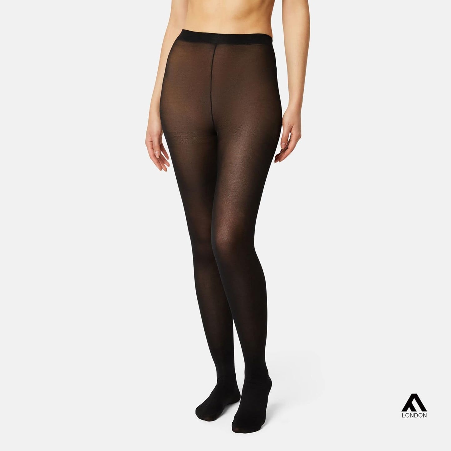 5-Pack Women’s High-Waisted Tummy Control Tights - 40 Denier Opaque Tights with Stretch Fit - Soft, Breathable & Anti-Odor - Black, Nude, Navy