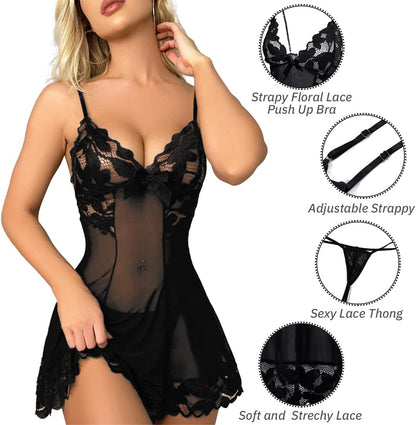 Laven & Ivory Lace Bodysuit for Women - One Piece Lingerie - Floral Lace