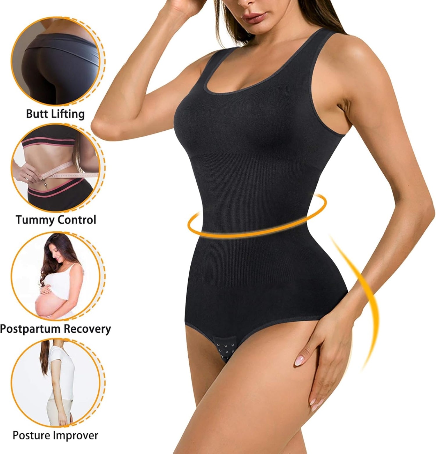 Women’s supportive shapewear with tummy control, posture support, and gentle postpartum comfort