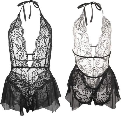 Laven & Ivory Lace Bodysuit for Women - One Piece Lingerie - Floral Lace