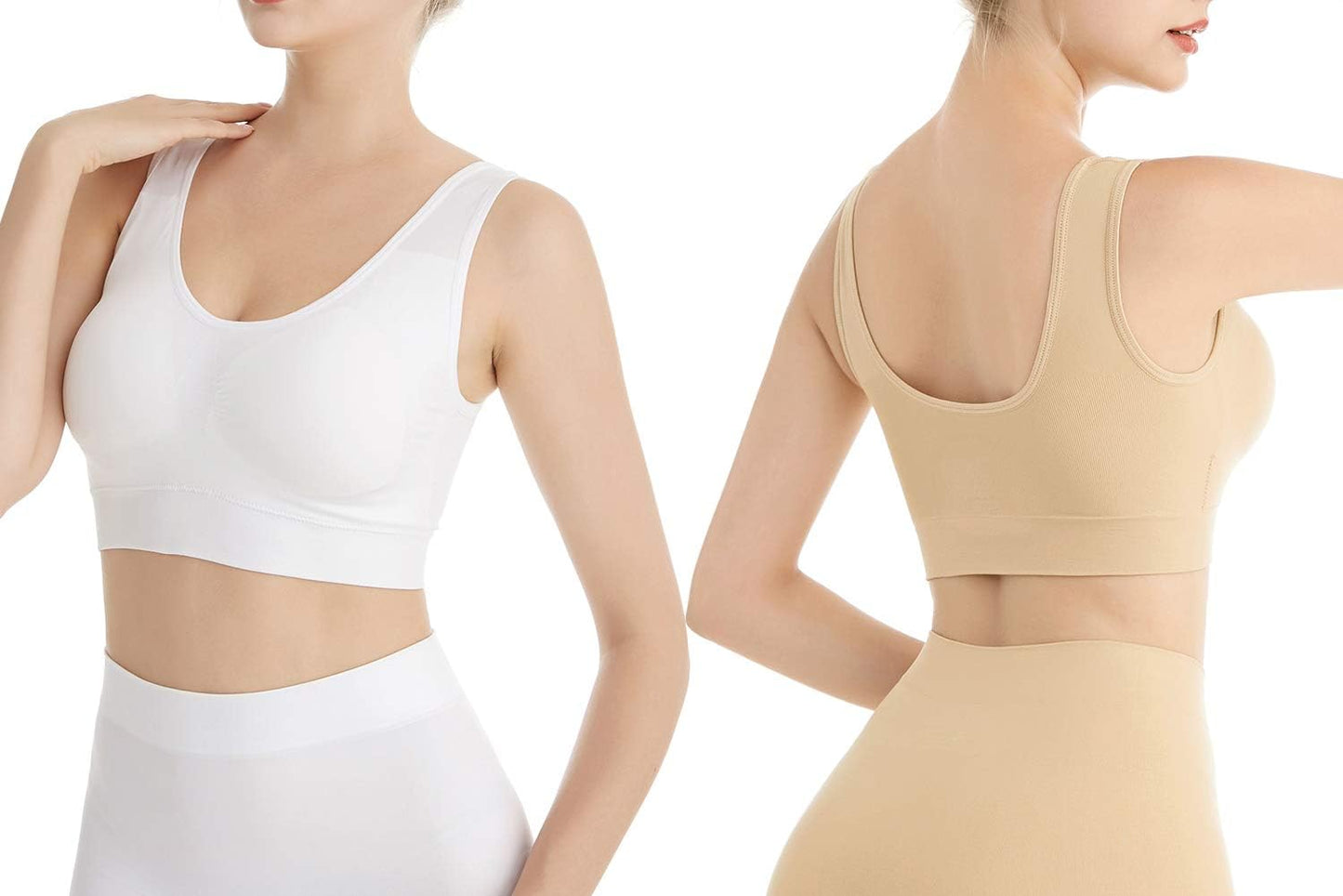 3-Pack Seamless Wirefree Racerback Sports Bras for Women – Medium Impact Yoga Bra with Removable Pads | Inclusive Sizes S-4XL