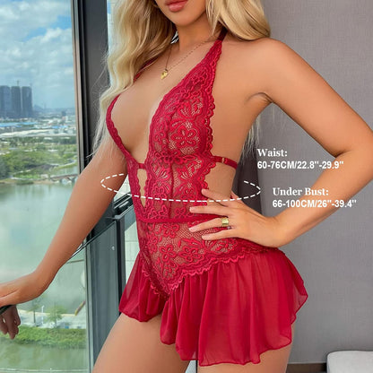 Laven & Ivory Lace Bodysuit for Women - One Piece Lingerie - Floral Lace