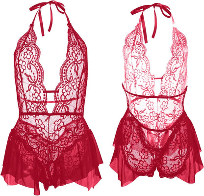 Laven & Ivory Lace Bodysuit for Women - One Piece Lingerie - Floral Lace