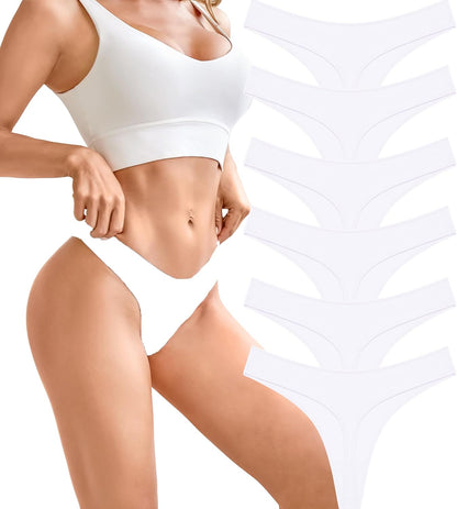 UK Underwear Women's Soft Cotton Thongs – 6 Pack, Breathable and Seamless Hipster Knickers, No VPL, Everyday Comfort
