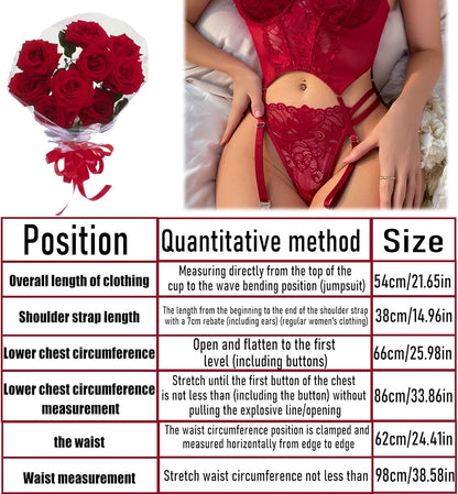 Women’s 3-Piece Sexy Floral Lace Lingerie Set | Underwire Push-Up Bra, High-Waisted Panties & Garter Belt | Wine Black Bridal Teddy Nightwear