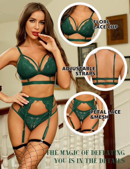 Laven & Ivory Lace Bodysuit for Women - One Piece Lingerie - Floral Lace