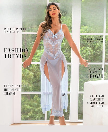 Laven & Ivory Lace Babydoll Nightwear for Women - Mesh Detail