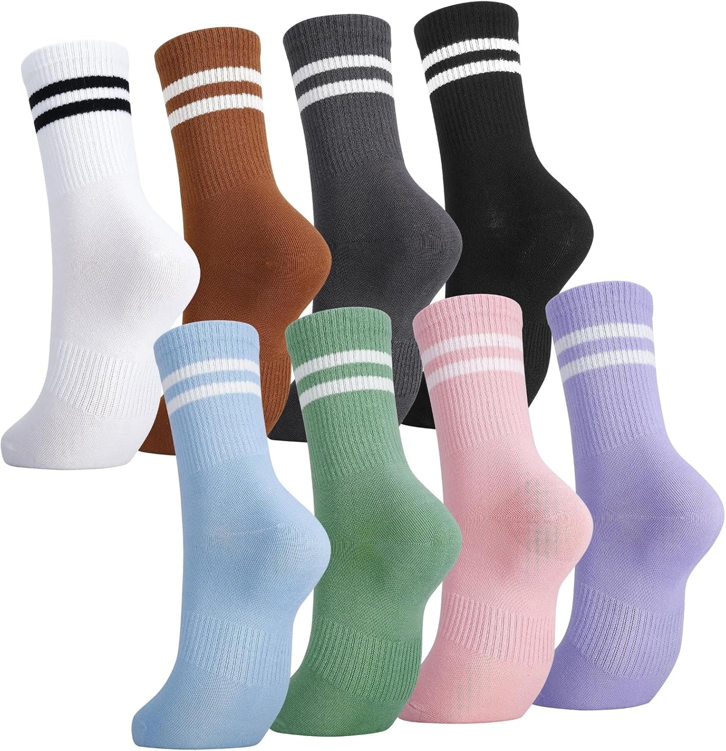 8-Pack Women’s Breathable Cotton Ankle Socks – Athletic Sports & Casual Crew Socks for Running, Gym, Yoga (Multicolor, UK 3-7)