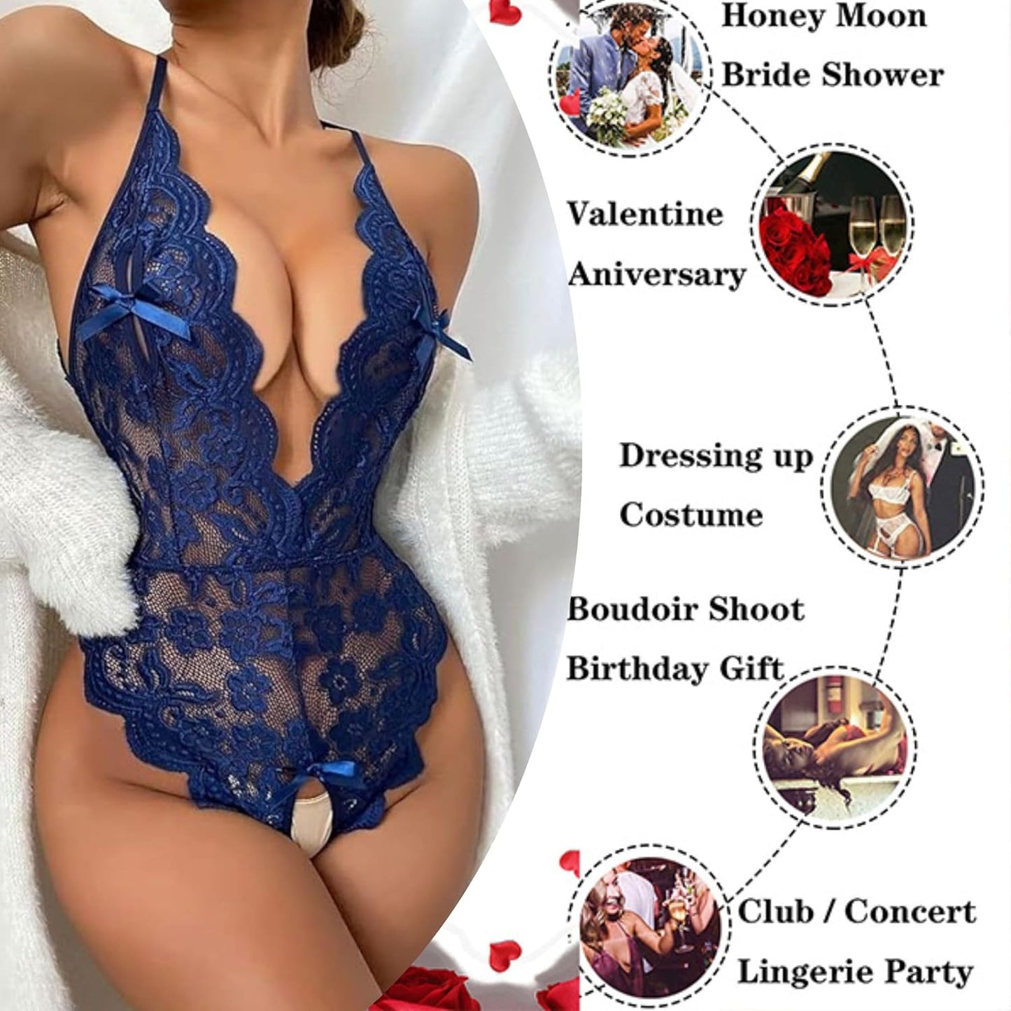 Laven & Ivory Lace Bodysuit for Women - One Piece Lingerie