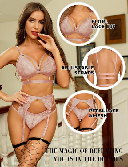 Laven & Ivory Lace Bodysuit for Women - One Piece Lingerie - Floral Lace
