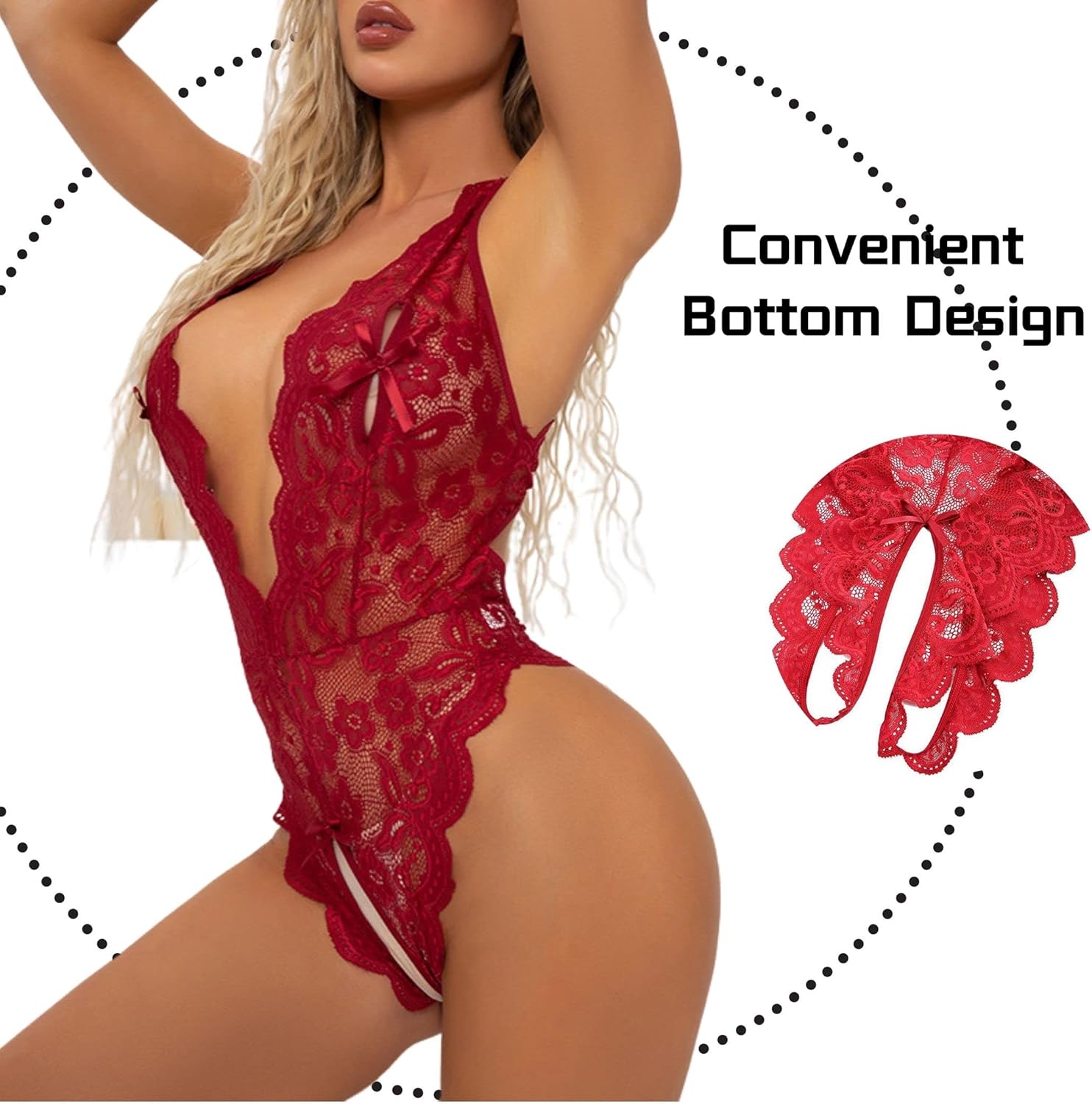 Laven & Ivory Lace Bodysuit for Women - One Piece Lingerie