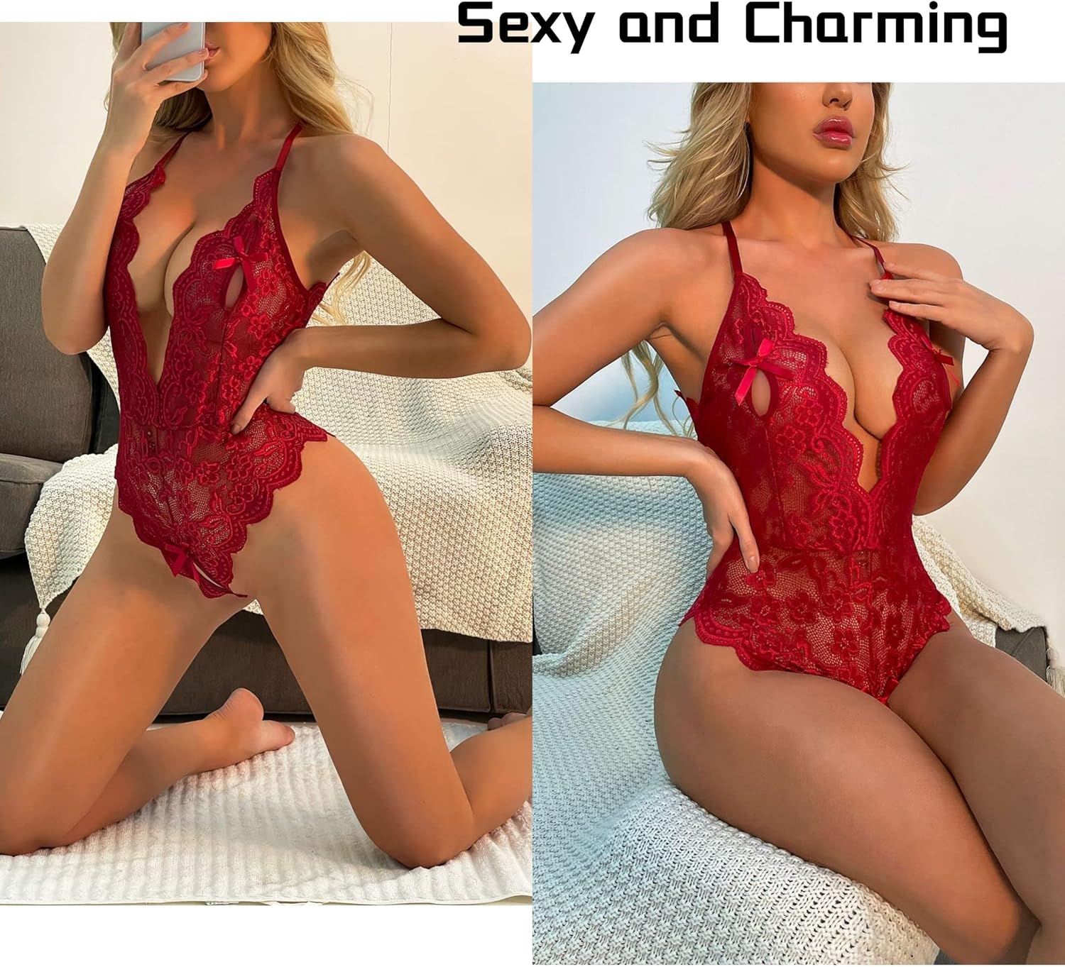 Laven & Ivory Lace Bodysuit for Women - One Piece Lingerie