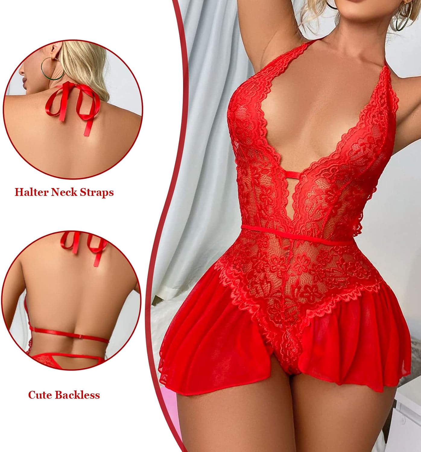 Laven & Ivory Lace Bodysuit for Women - One Piece Lingerie - Floral Lace