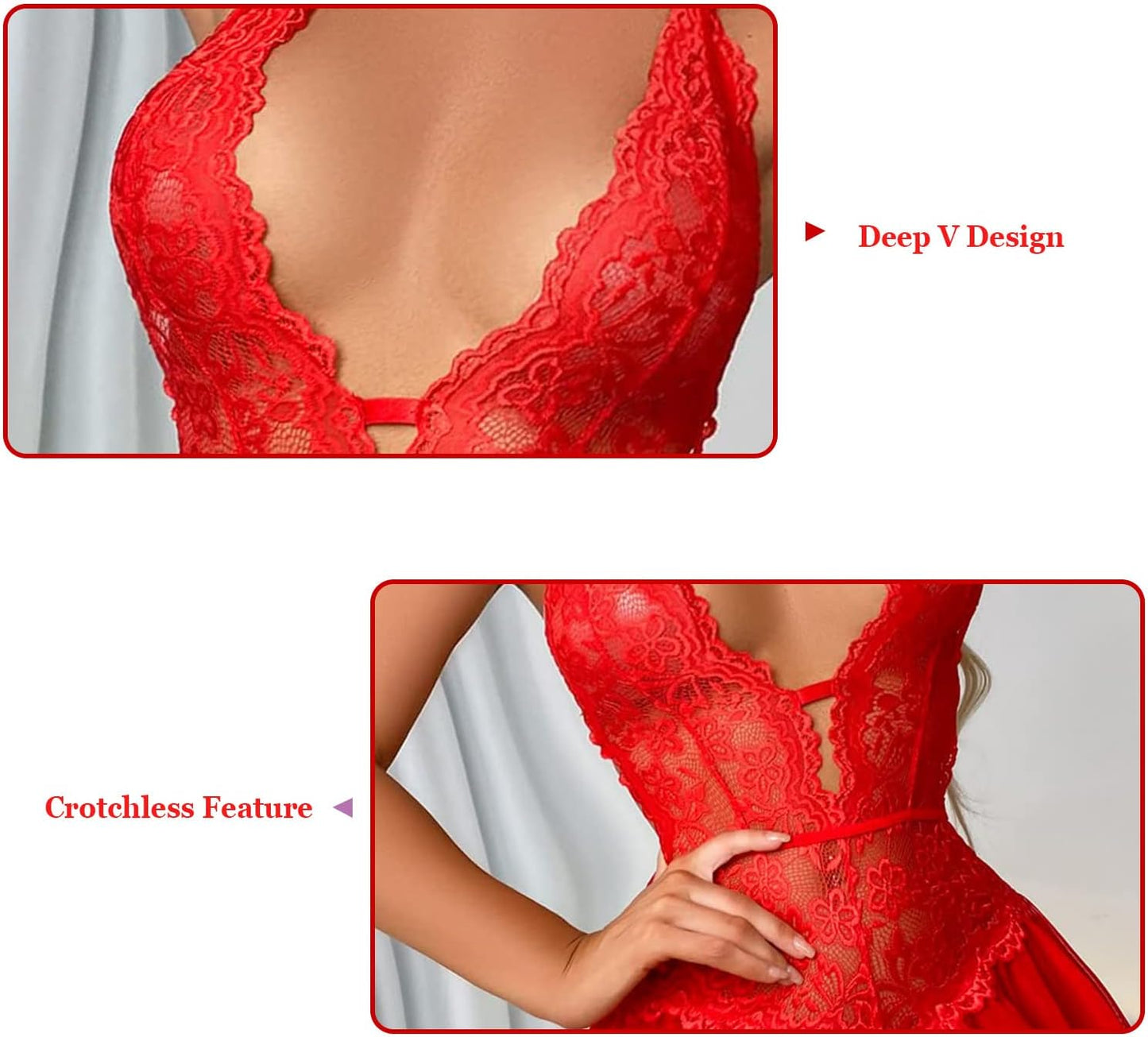 Laven & Ivory Lace Bodysuit for Women - One Piece Lingerie - Floral Lace